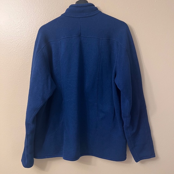 Patagonia Men's Navy Blue Woven Fleece Full Zipper Jacket Mock Neck Pockets Sz L - Picture 2 of 14